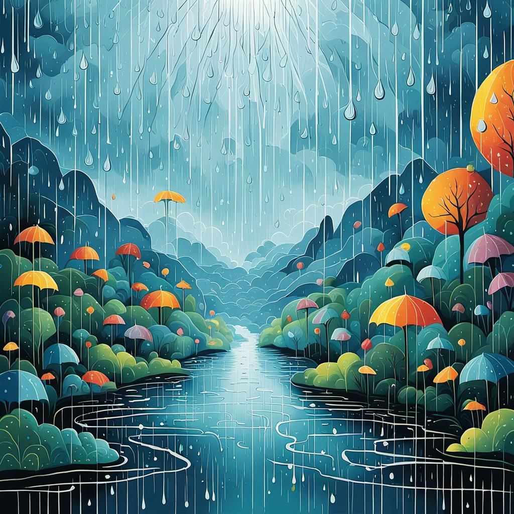 Abstract Rain: Epic Nursery Rhyme in Surreal Dreamscape