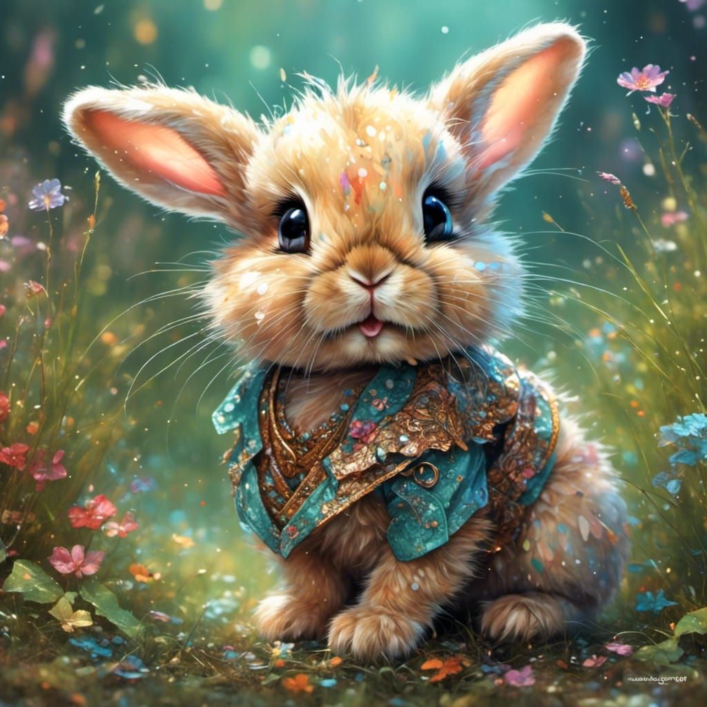 Colorful Cute Bunny Generated by AI