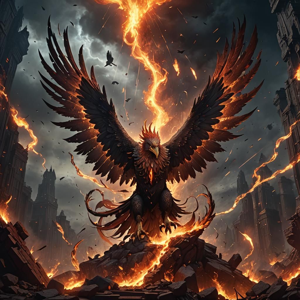 Infernal Phoenix Rising: A Dark Fantasy Concept