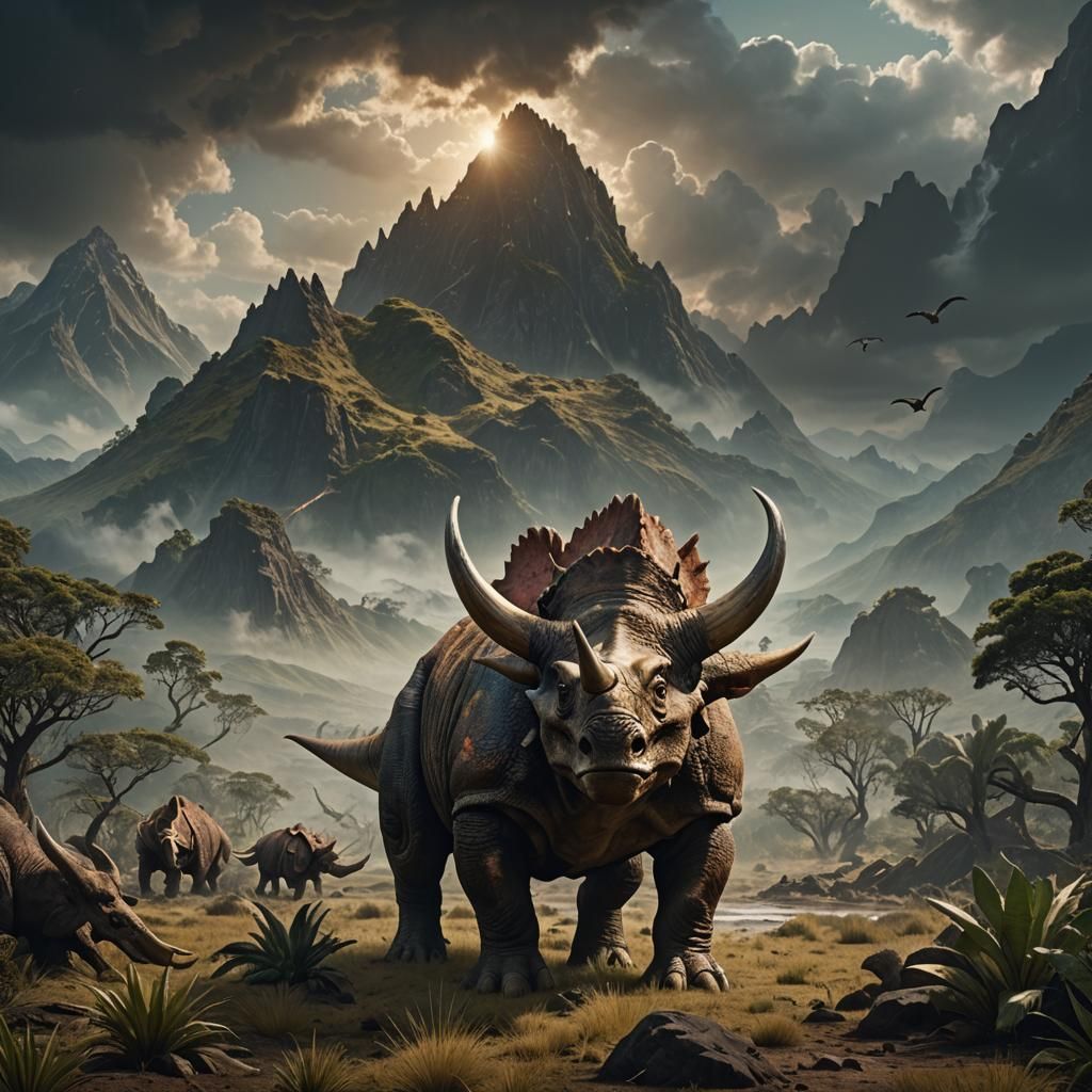 Dramatic Digital Painting of a Triceratops