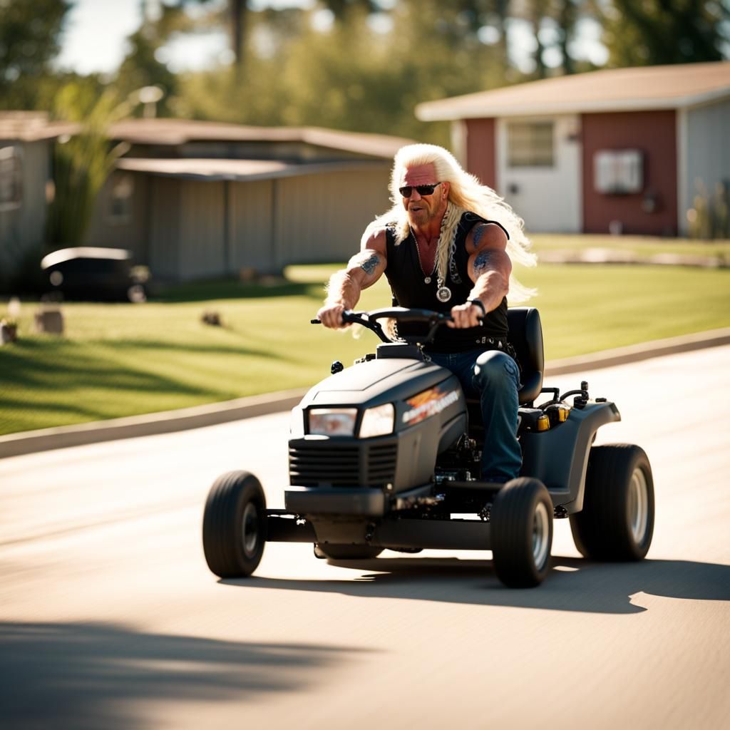 Dog the Bounty Hunter on Lawnmower Chase