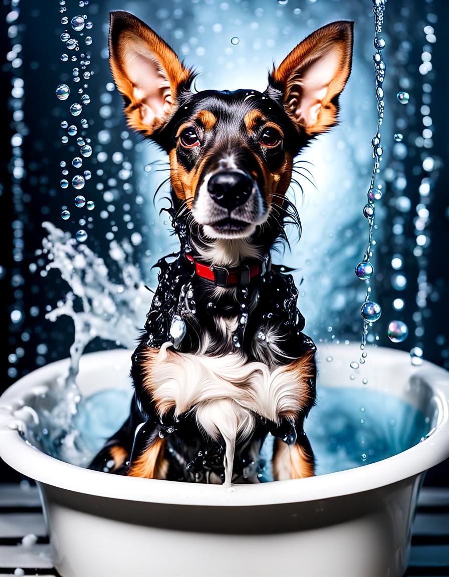 Shivering Puppy's Goofy Bathtime Adventure