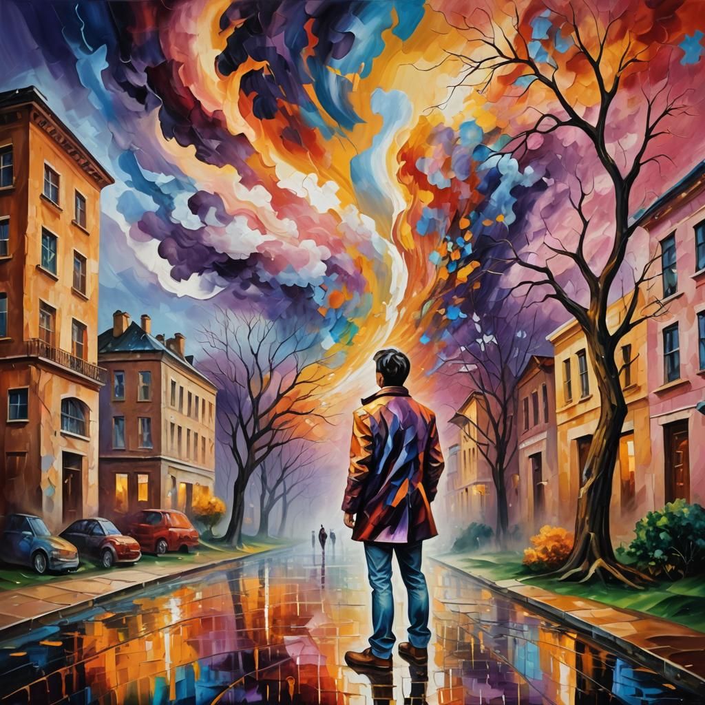 Surreal Storm of Colors: An Abstract Oil Painting