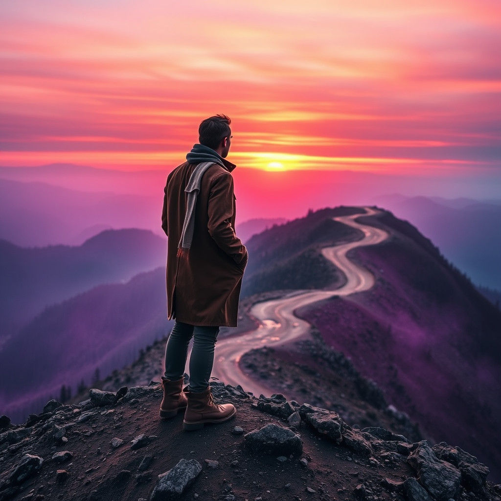 Mountains Peak Sunrise with Surreal Colors