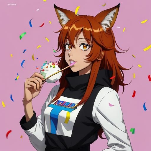 An ethiopian wolf eating confetti cake pops