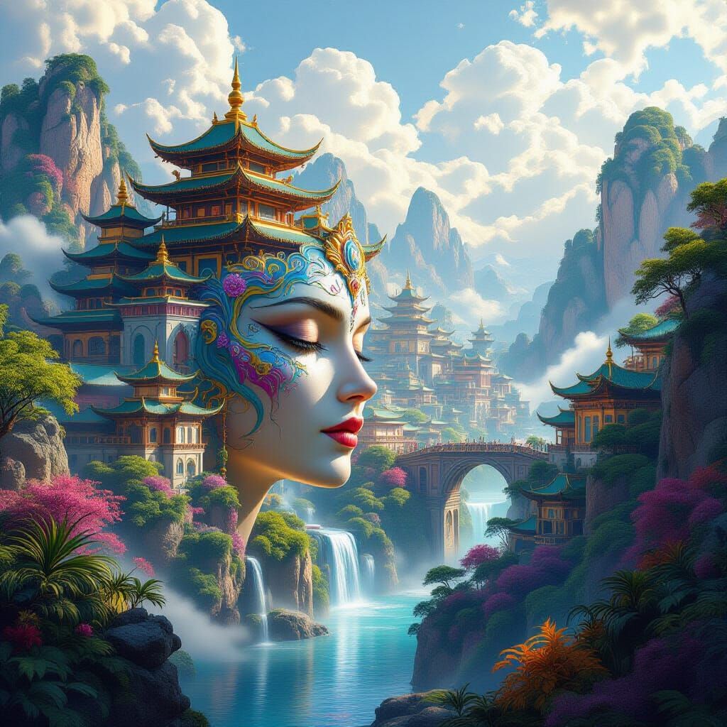 Xanadu: Hyperrealistic Paradise with Mythical Architecture