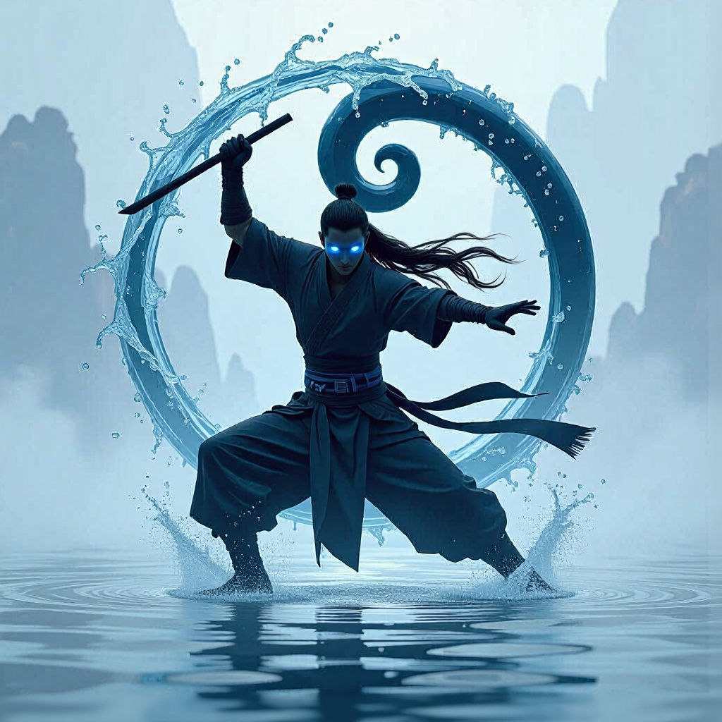 Elemental Water Ninja Creates Yin Yang Symbol