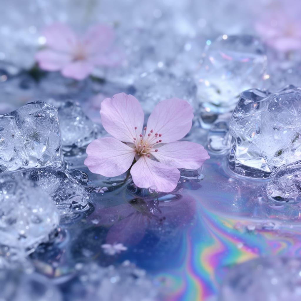 Psychedelic Frozen Textures With Delicate Petals