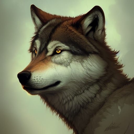 Hyperdetailed Wolves Portrait in Art Nouveau Style
