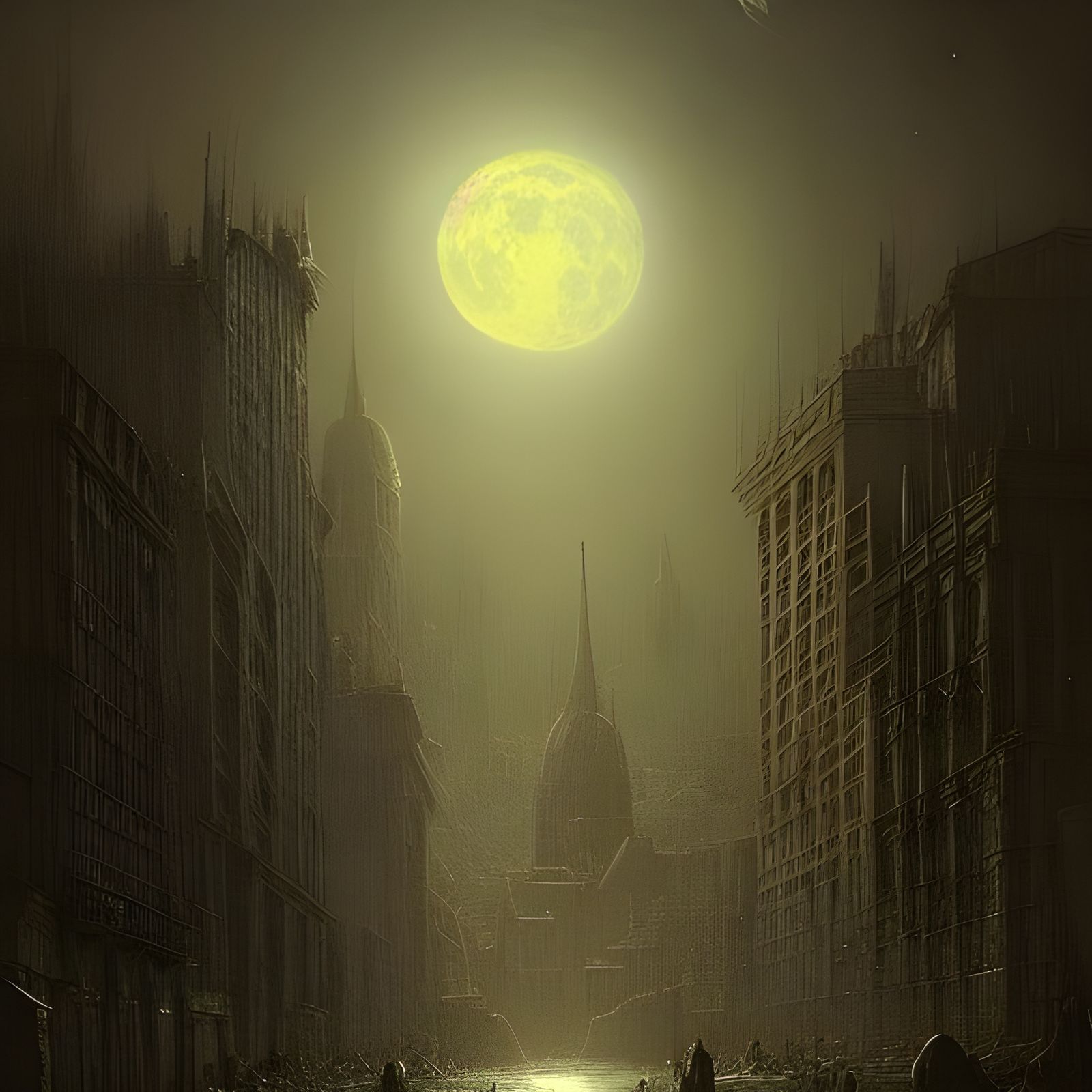City on the Moon: A Gothic Horror Scene