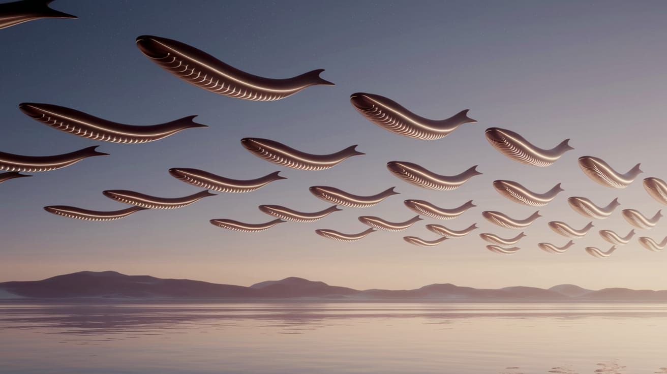 Electric Eels Migrate Across Alien Sky