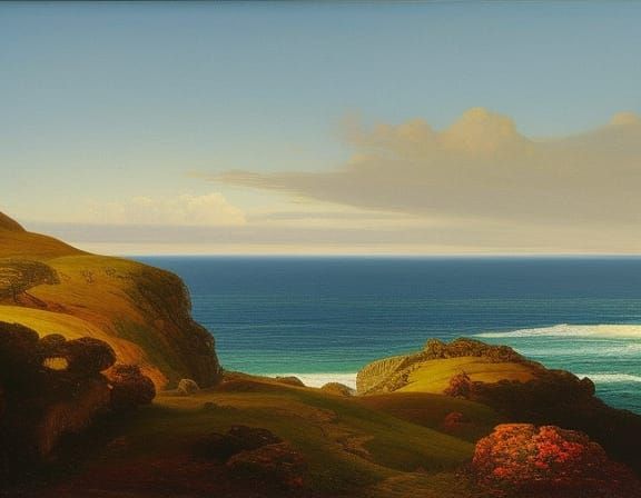 Detailed Seascape Painting in Romantic Style