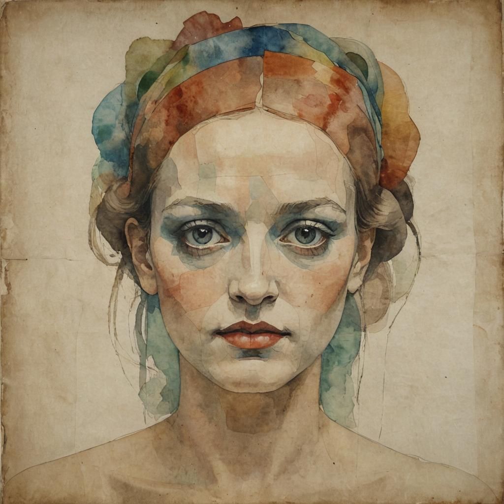 Female Deity Portrait in Cézanne-Klee Style