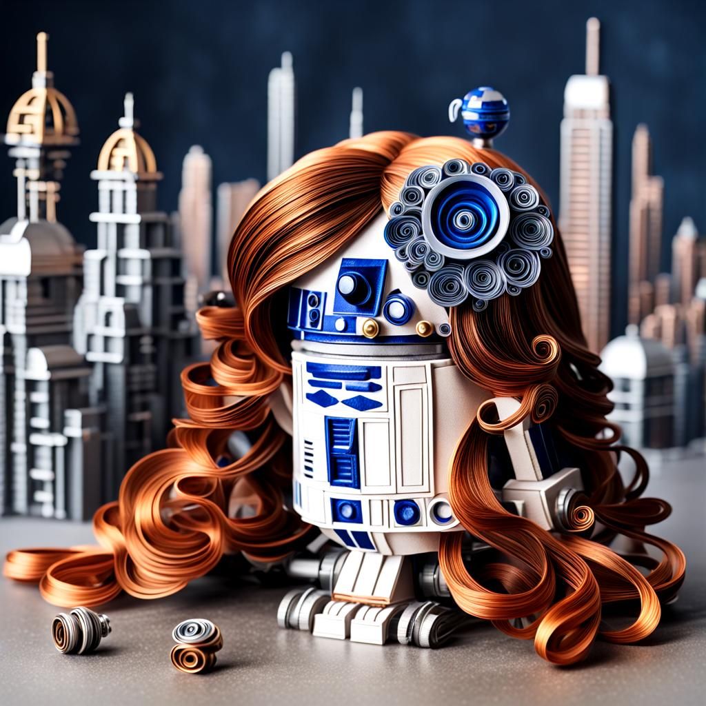 Steampunk R2D2 Robot with Paper Quilled Wig