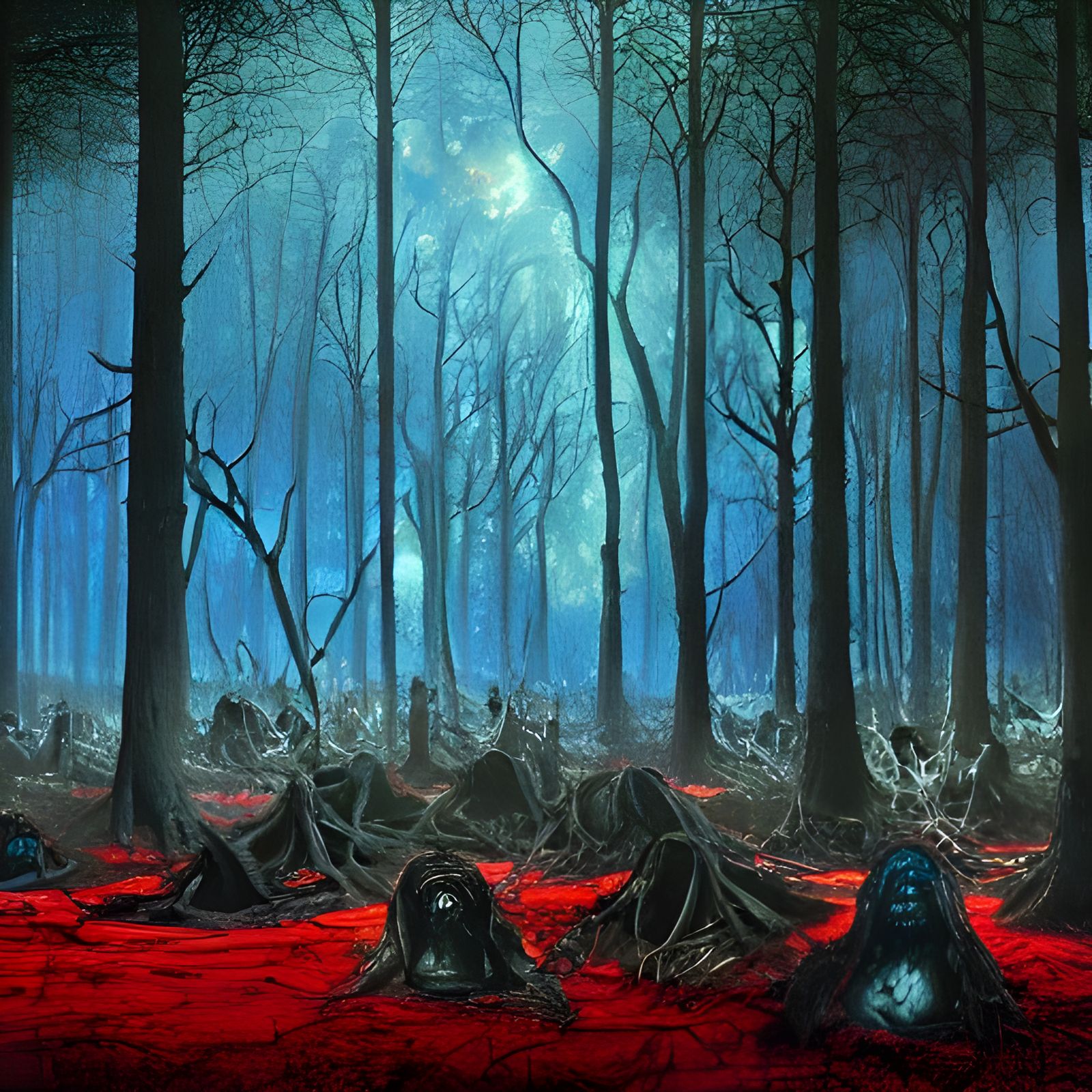 Bloody Dismembered Corpses and Blue Soul, Fantasy Art