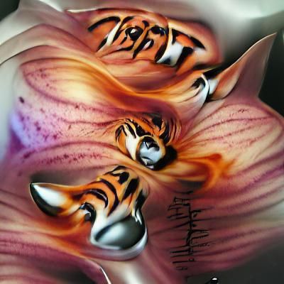 Airbrushed Tiger Lily Flower Art