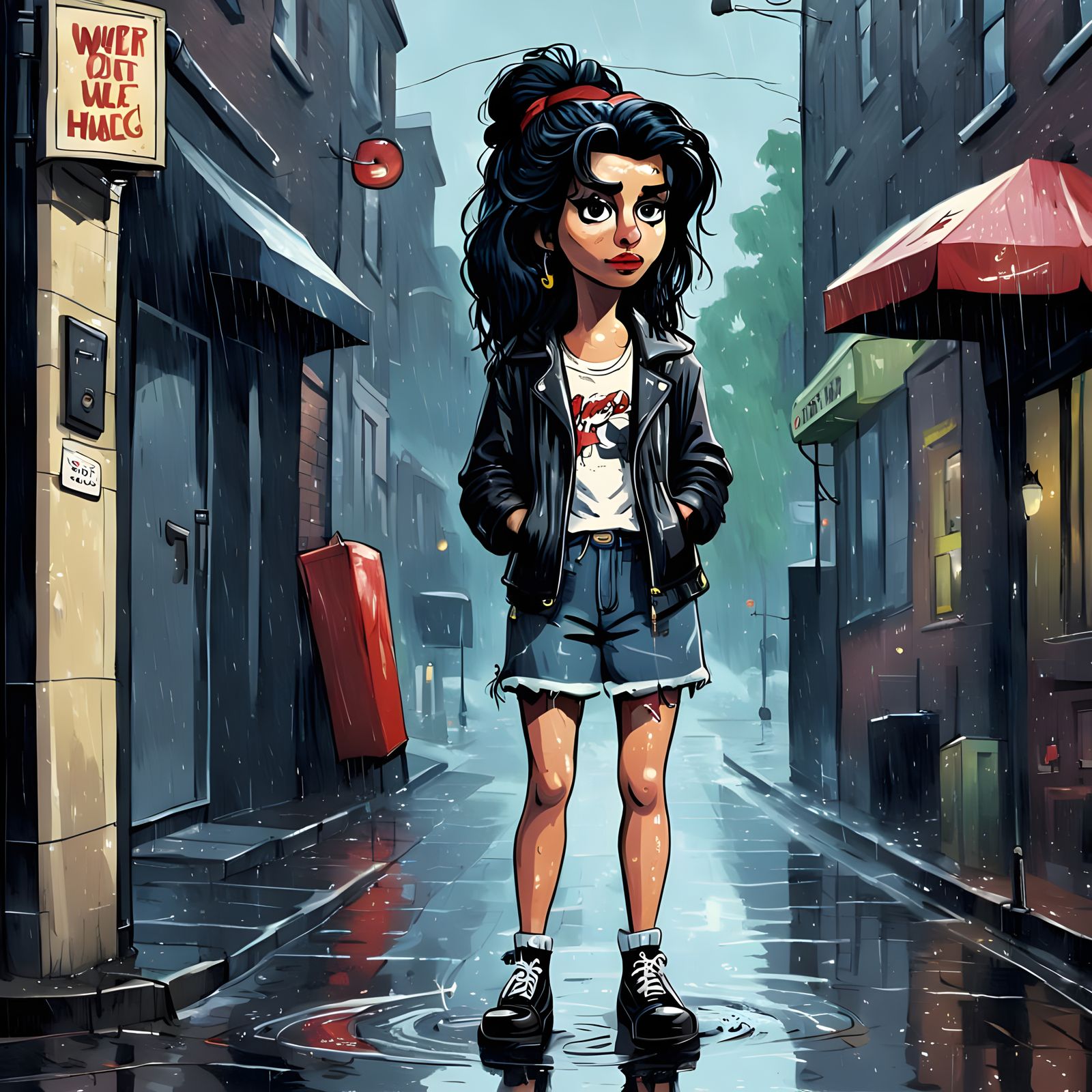 Amy Winehouse in 1980s Cartoon Style
