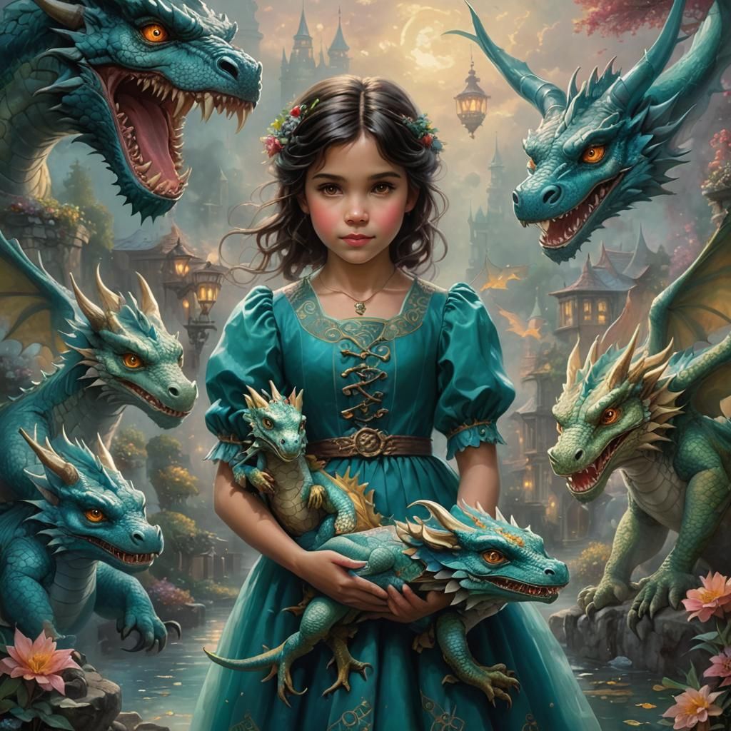 Girl with Dragons: Ethereal Fantasy Art