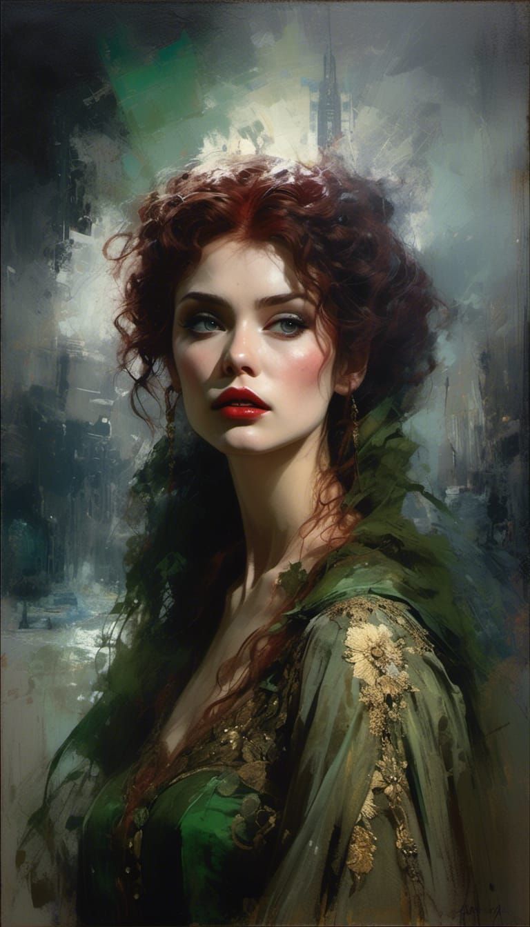 Futuristic Vampiress in Detailed Matte Painting