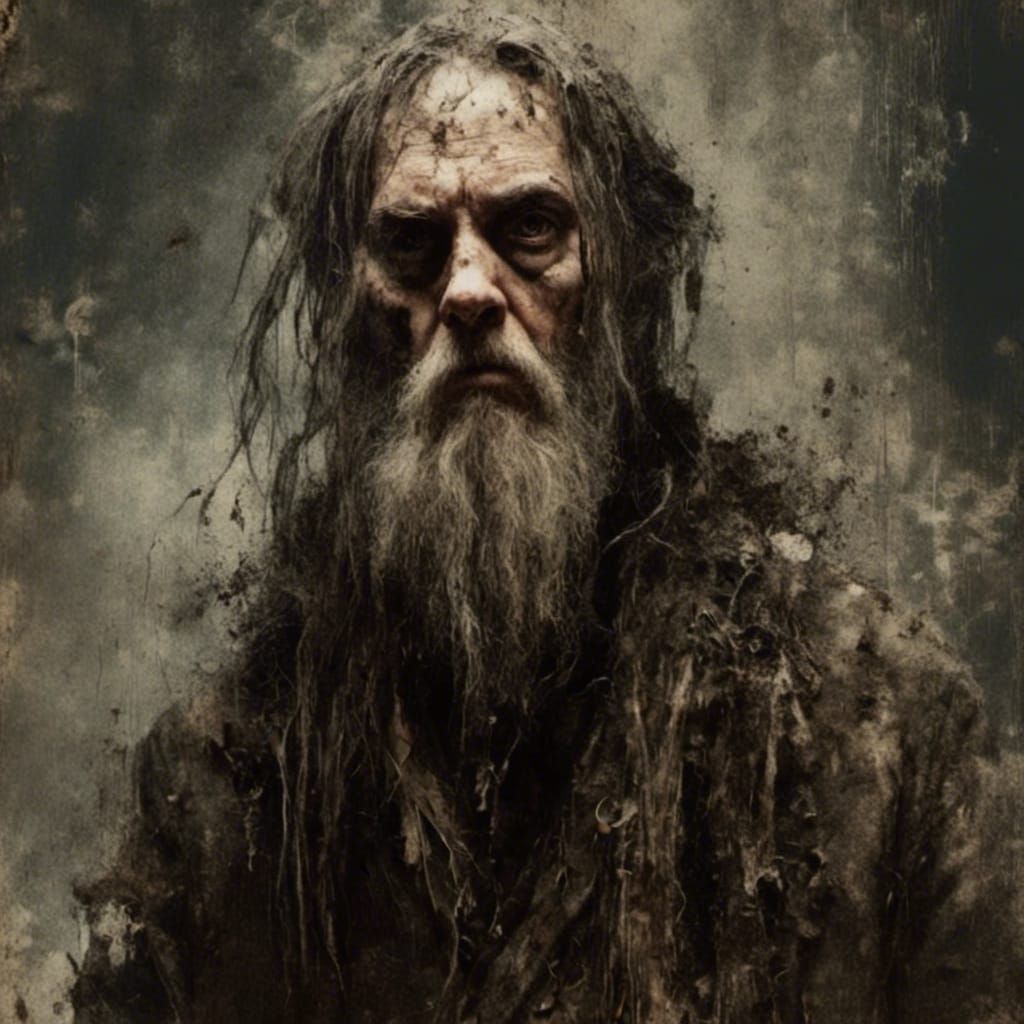 Finnish Sorcerer in Macabre Style with Amulets