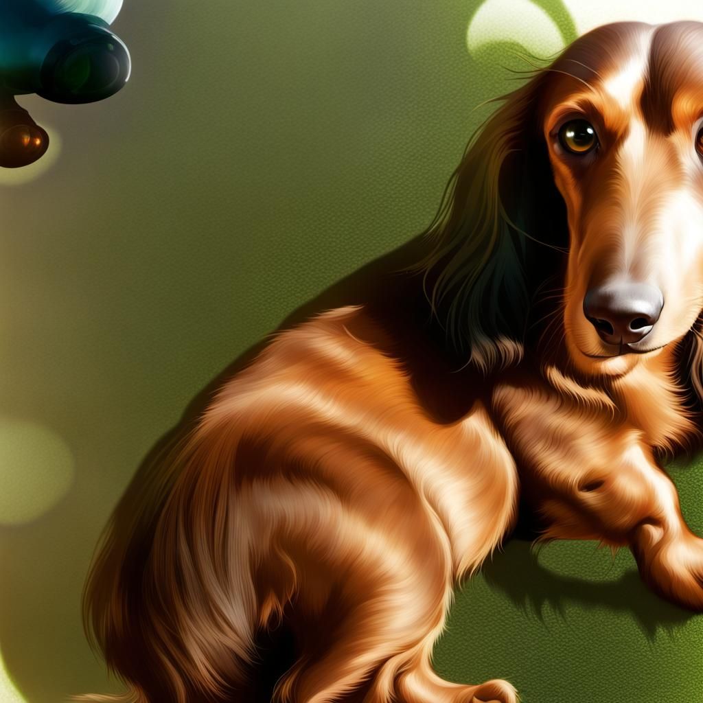Dachshund with Red Hair in Bronze Sunlight