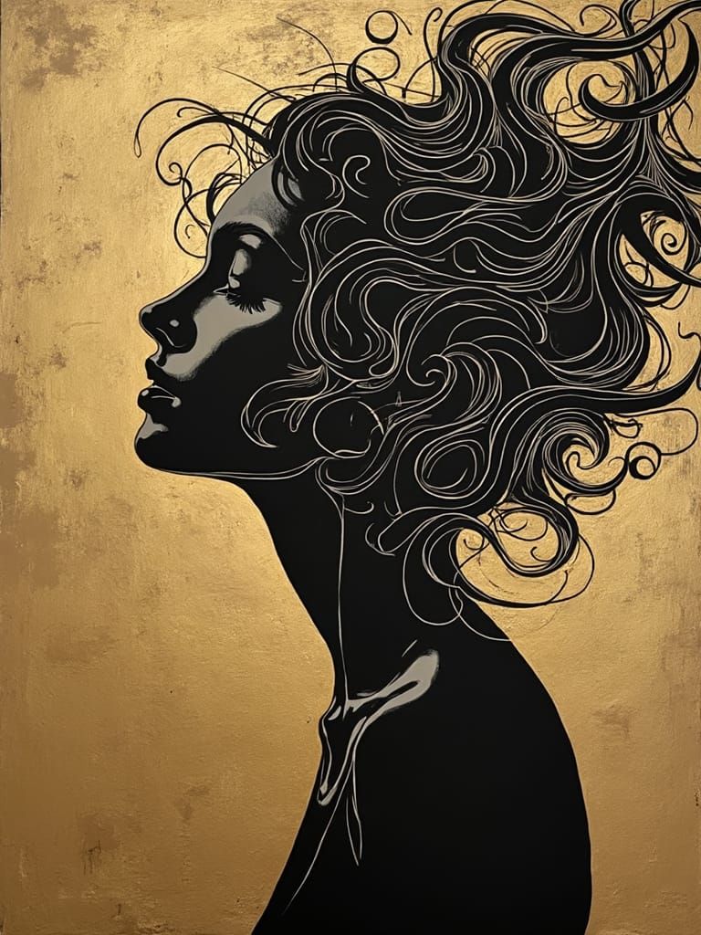 Swirling Hair Collage in Leyendecker Style