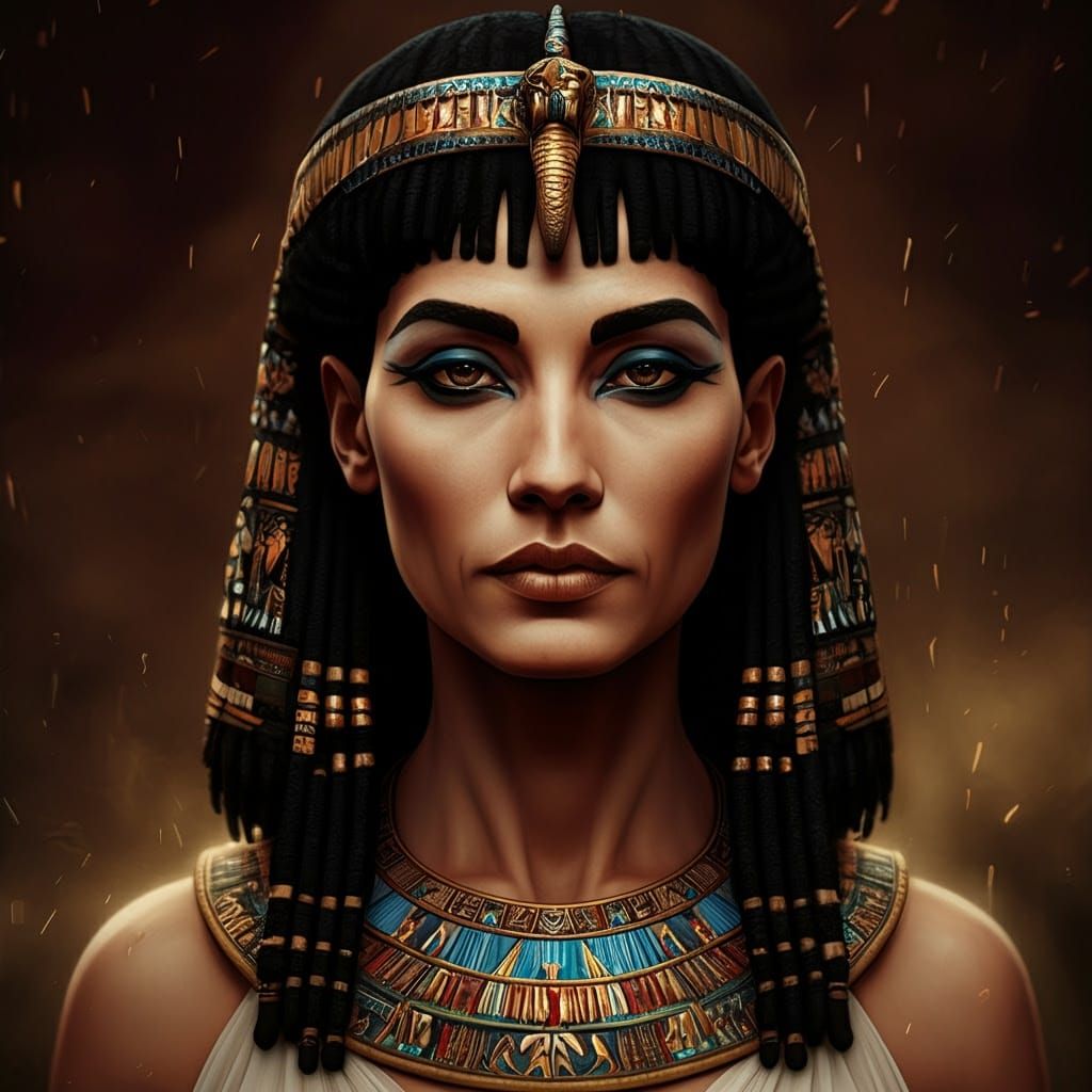Ancient Egyptian Queen Cleopatra Reigns in Regal Splendor
