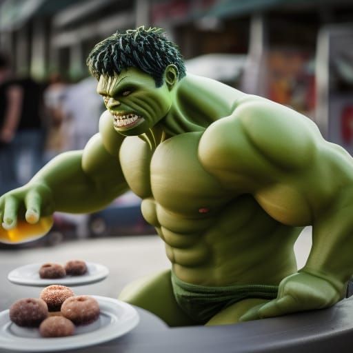 Hulk Eats Donuts: Professional Photography