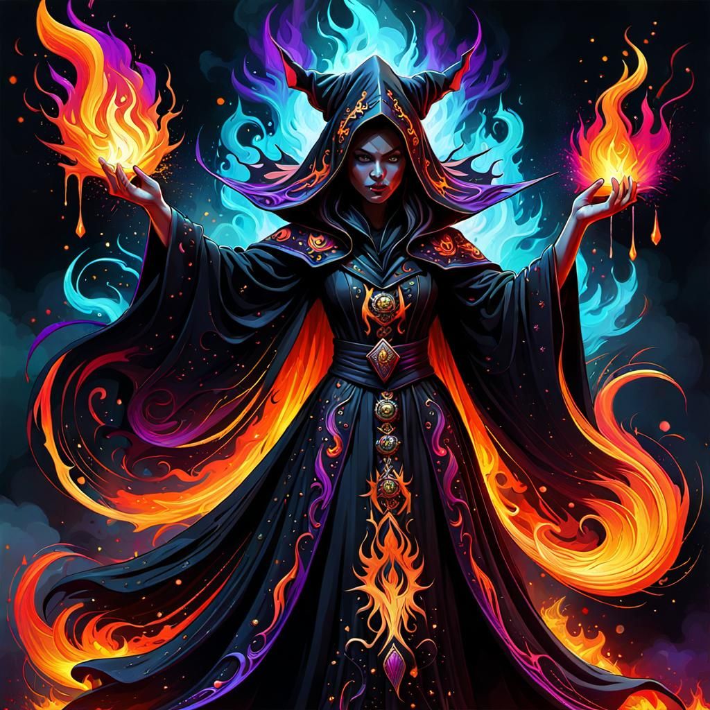 Enchanting Dark Witch in a Fantasy Landscape