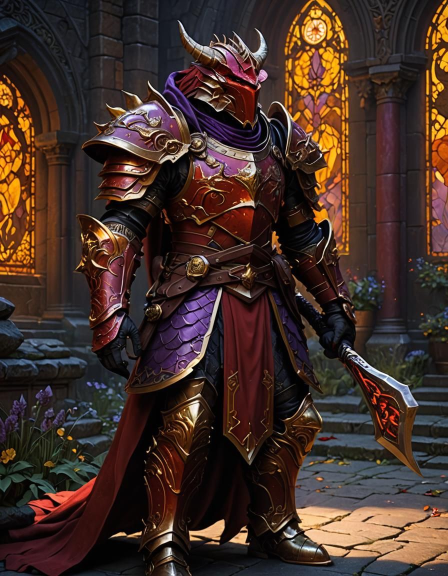 Red Dragonborn Paladin in Dark Fantasy Style