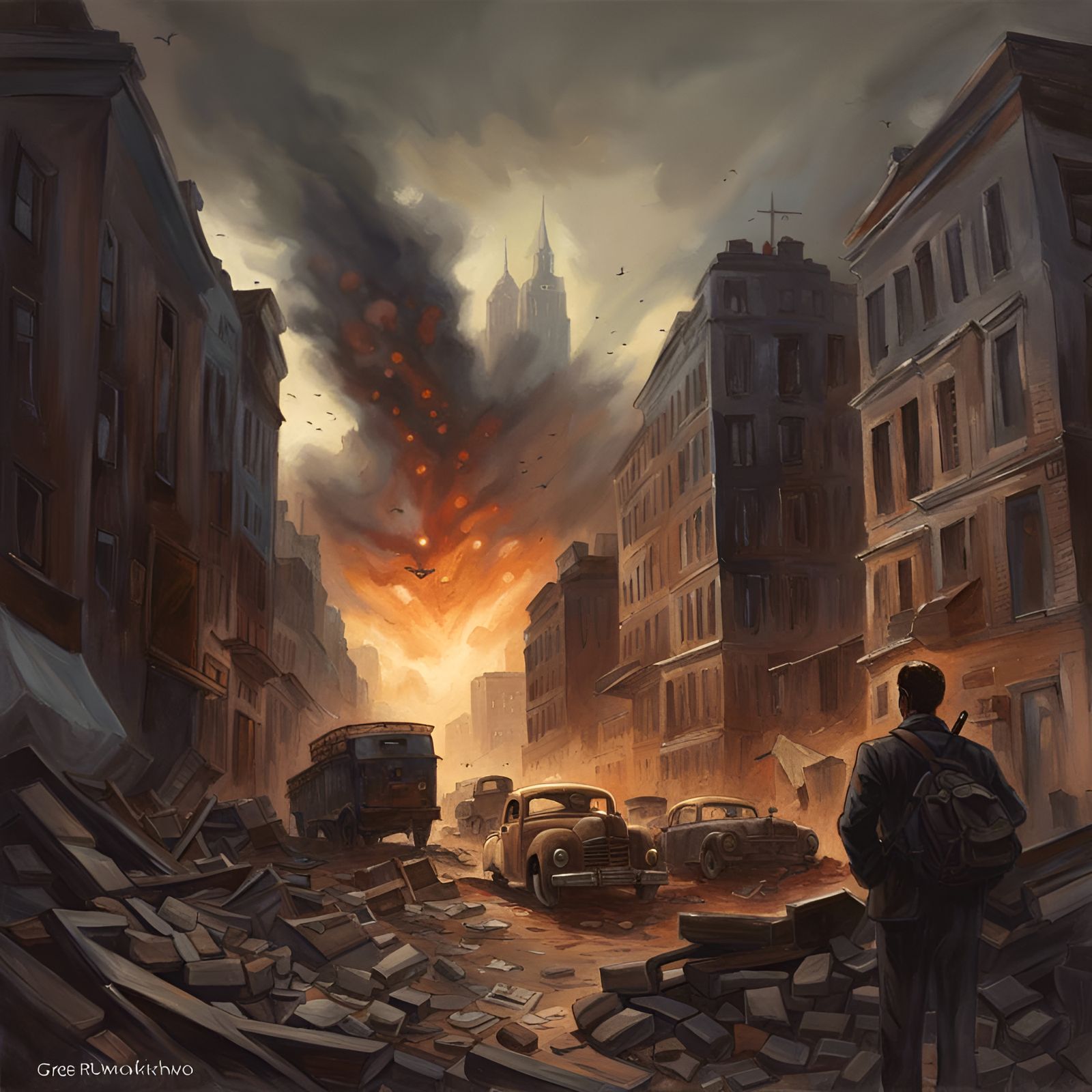 Sinister Bombing of City During War