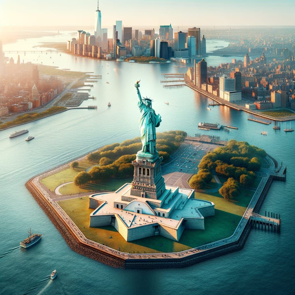 Statue of Liberty from a Bird's Eye View