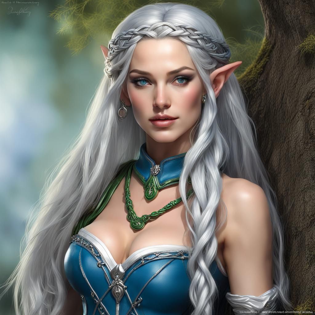 Graceful Elf Minstrel Portrait in Hyperdetailed Style
