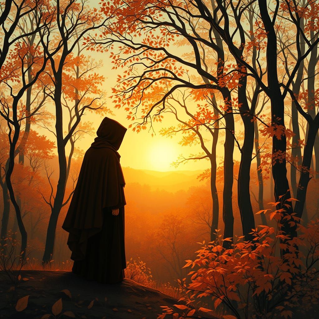 Autumn Dawn in Whimsical Art Nouveau Style