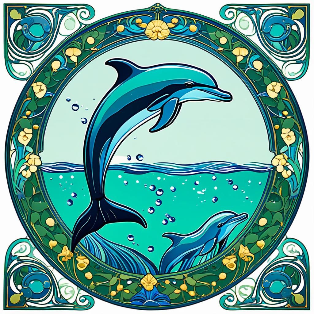 Art Nouveau Dolphin Illustration