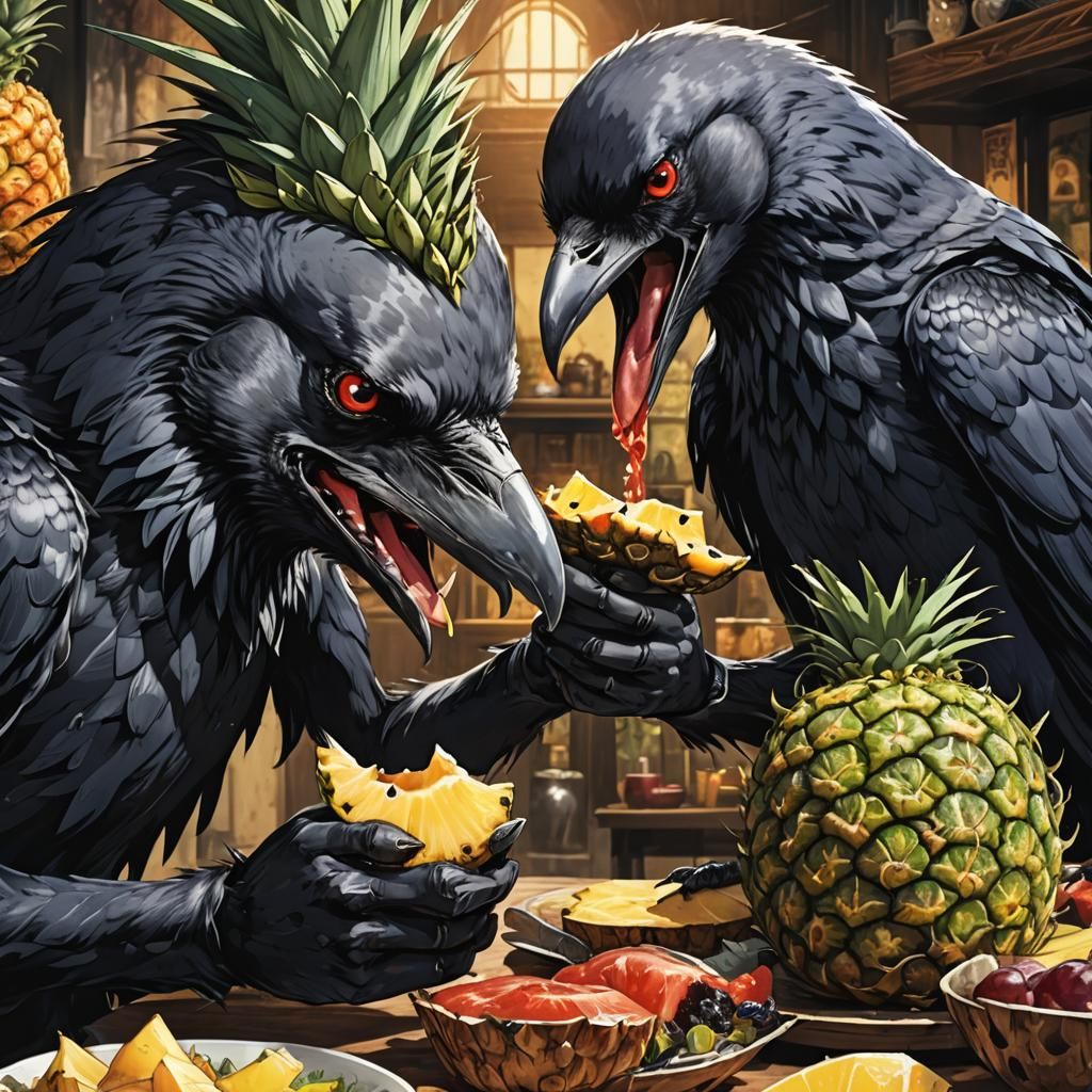 Dark Fantasy Crow Feast in Anime Style