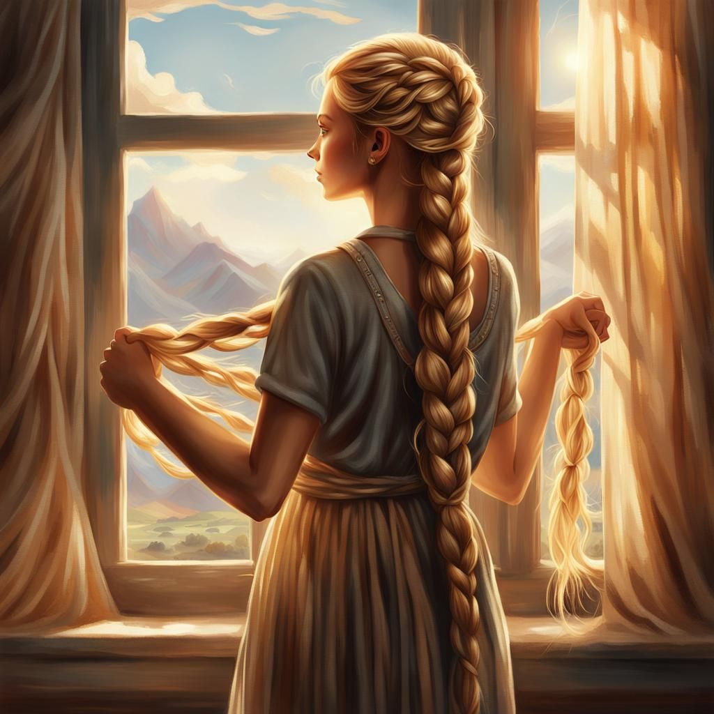 Golden Haired Woman in Sunlight: Fantasy Art