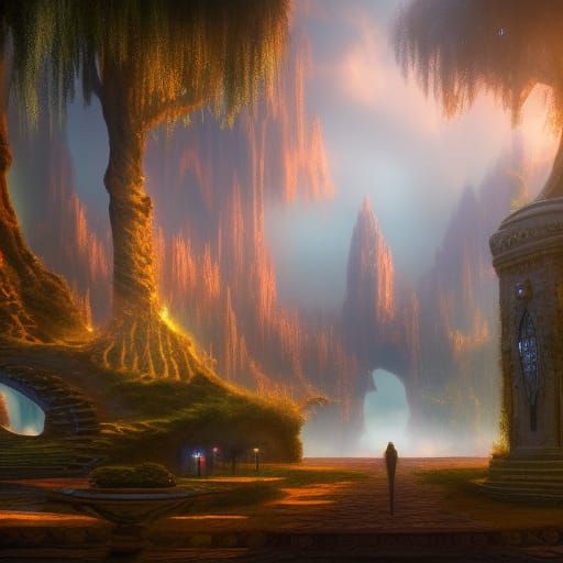 Fantastical Dream Realm Matte Painting in Deep Color