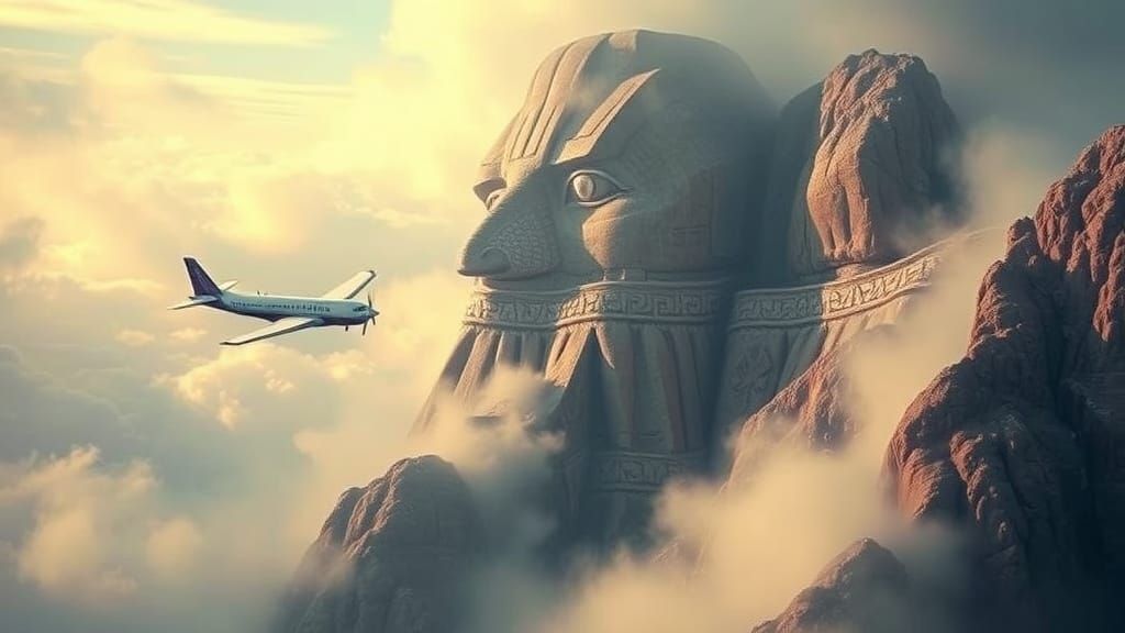 Surreal TOLTEC GOD Emerges from Stone Face Mountain in Vibra...