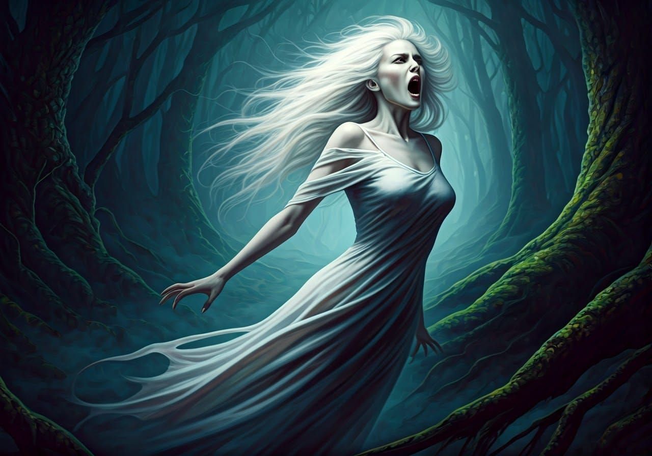 Celtic Banshee Screaming in Ethereal Forest