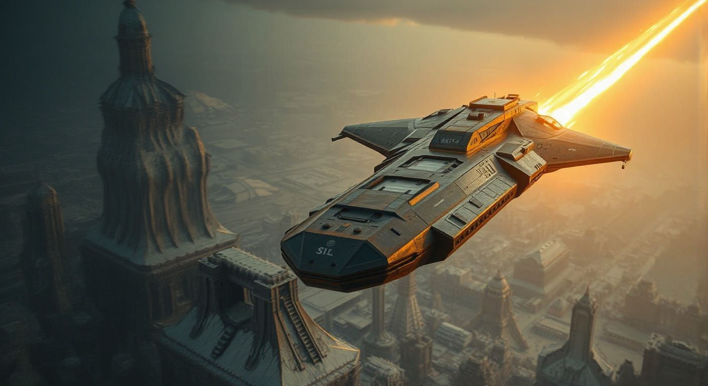 Epic Sci-Fi Transport in Futuristic Phobos Landscape