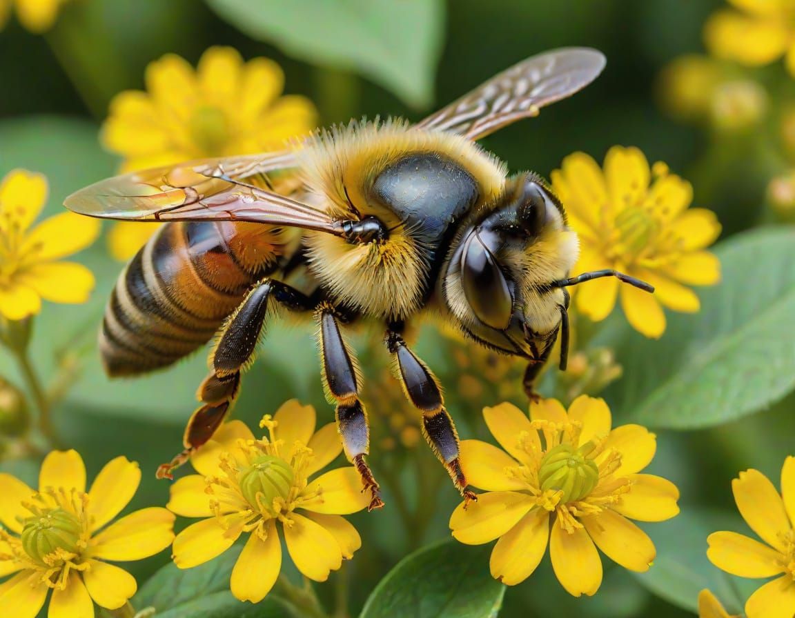 Golden Honey Bee in Bloom