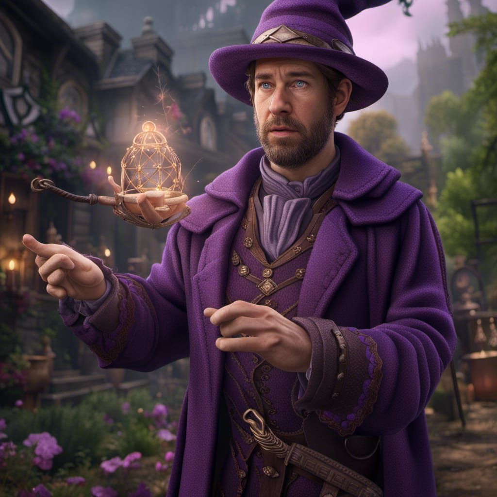 Wizard Professor in Purple, Fantasy Concept Art