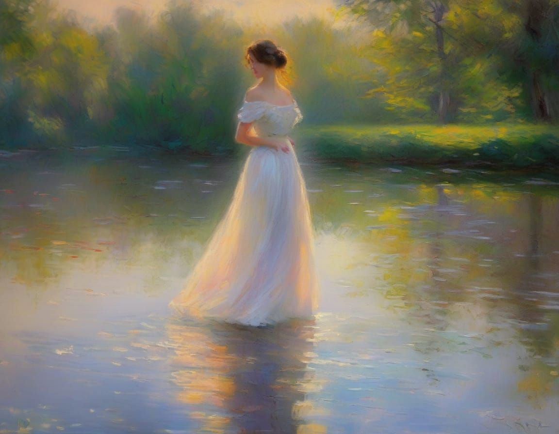 Softly Lit Afternoon Scene in Impressionist Style