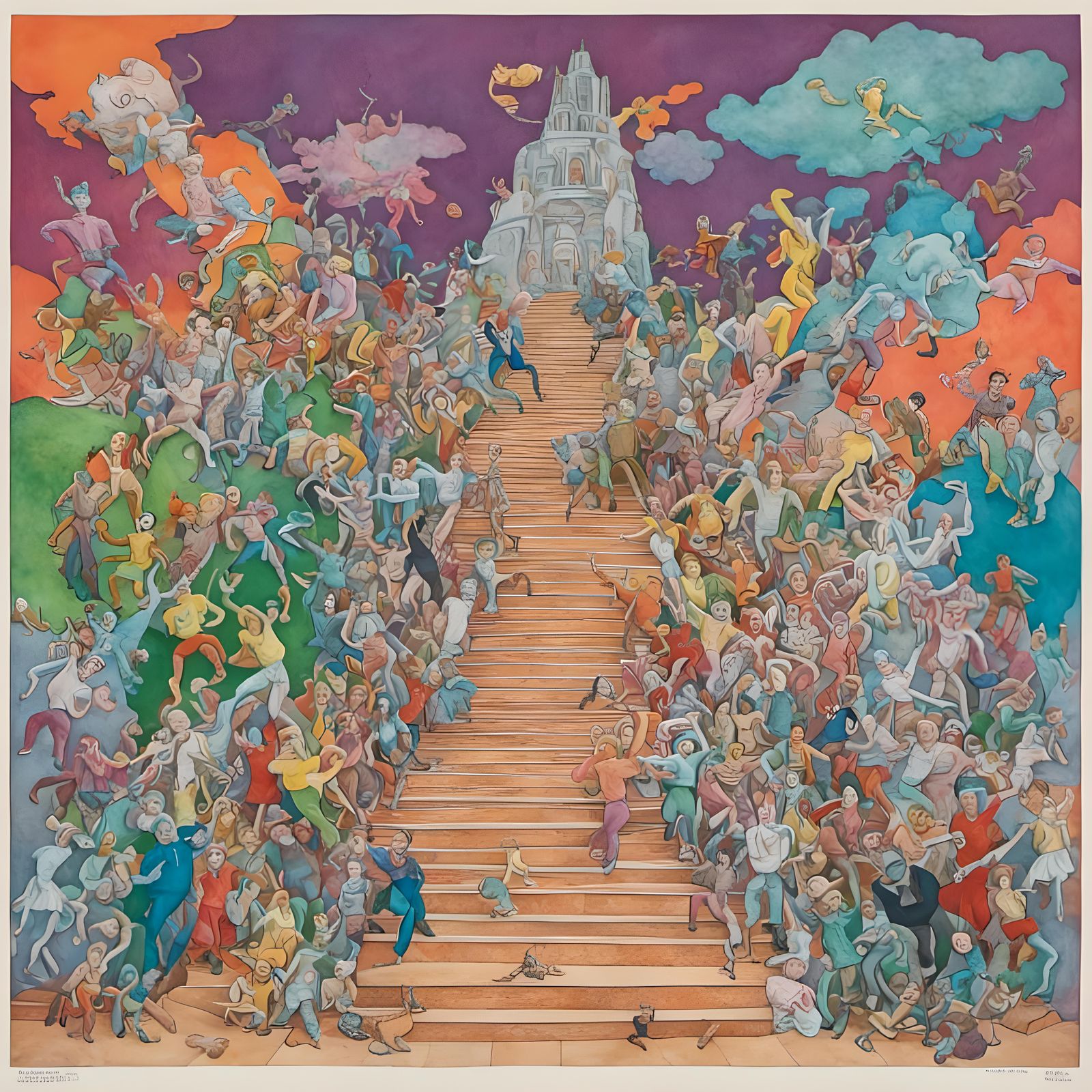 Surreal Stairway to Heaven in Imagist Style