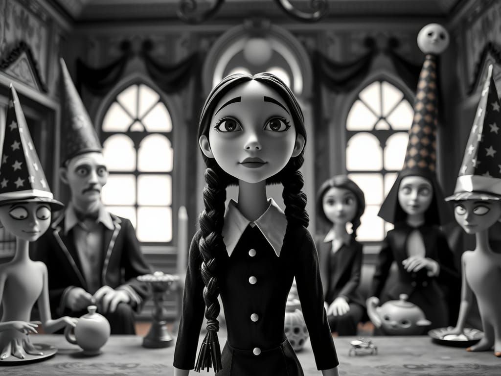 Wednesday Addams in Tim Burton Style Animation