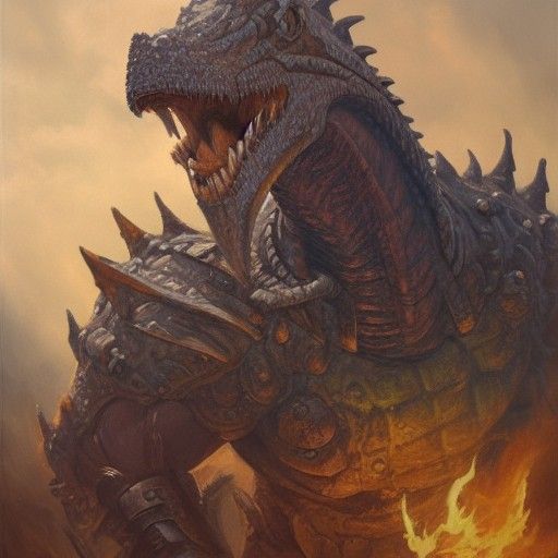 Epic Dragonborn Warrior in Oil Painting Style