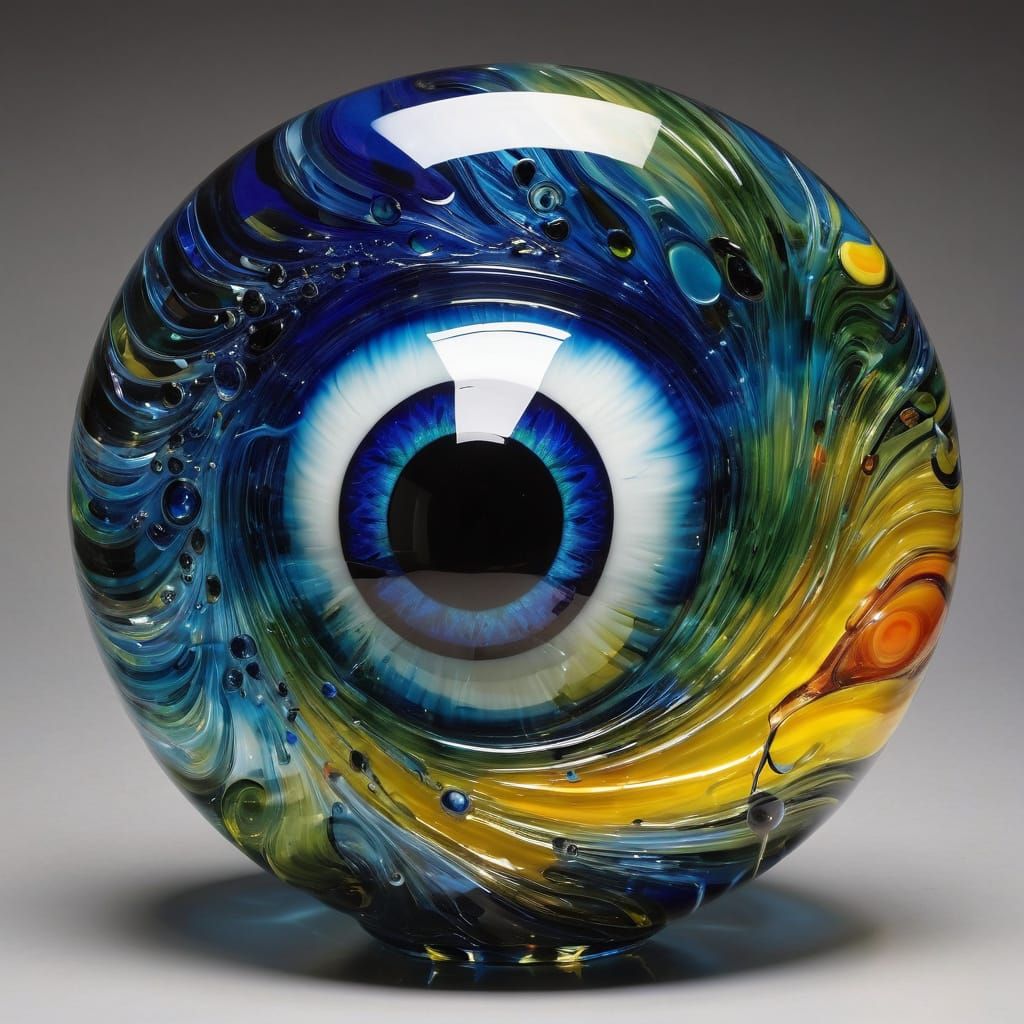 Fine Art Glass Eye in Chihuly Style