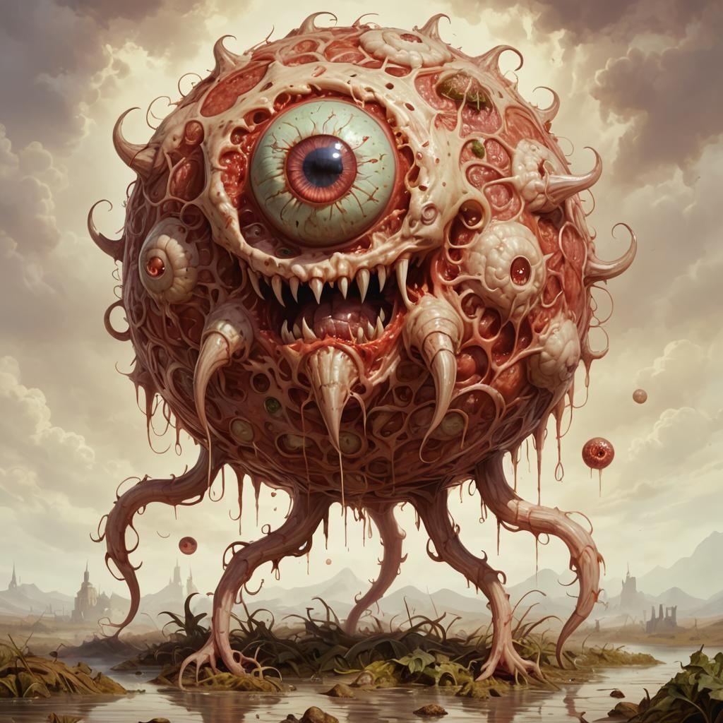Cyclopean Meatball Demon with Eyes on Stalks