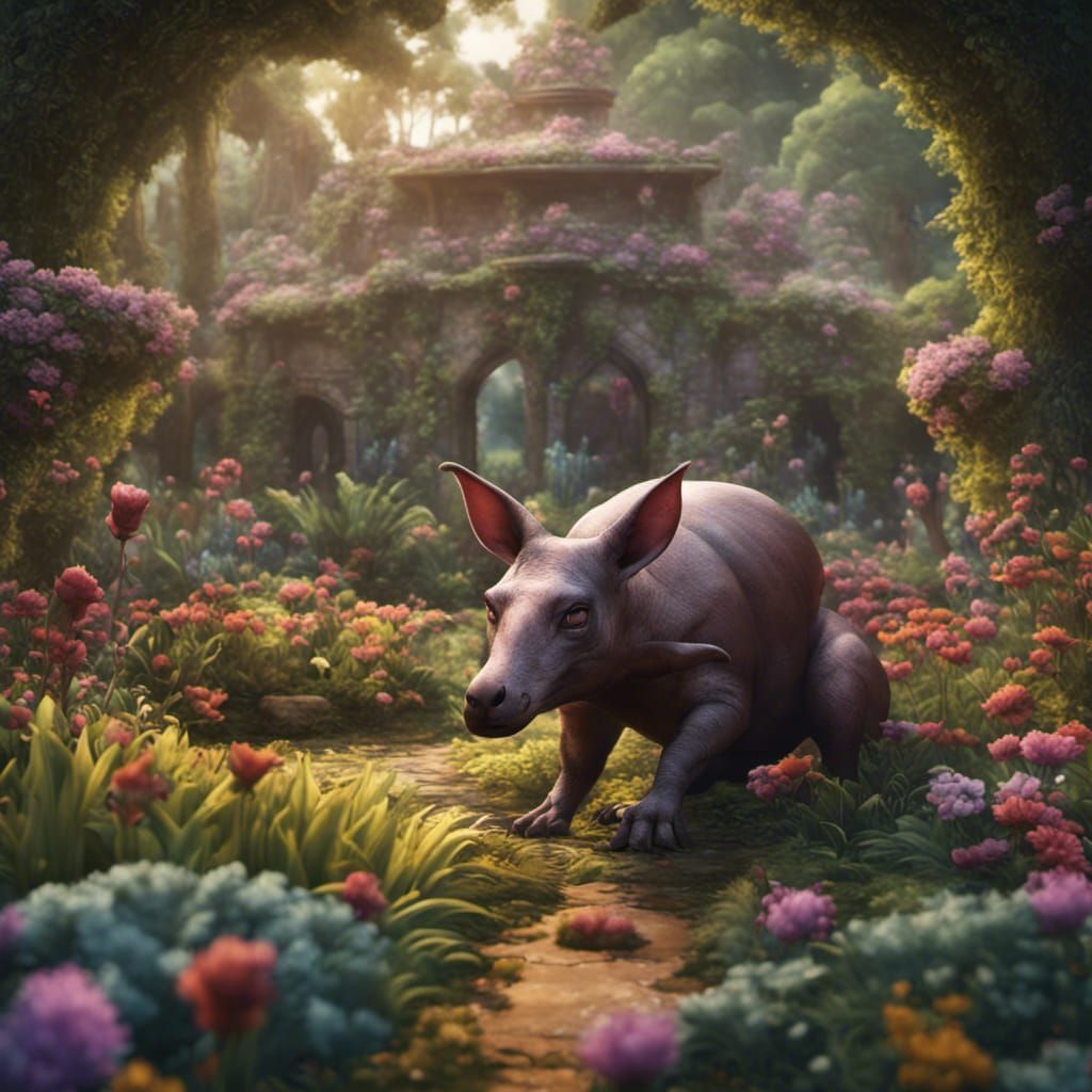 Just another aardvark in a beautiful garden